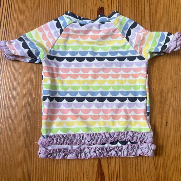 Ruffle Butts colorful scalloped short sleeve ruffle bottom rash guard SIZE 3T - Picture 4 of 4